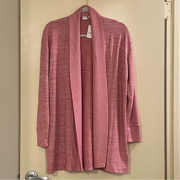 GAP Softspun Long Open Front Cardigan in Rosetta - Picture 2 of 5